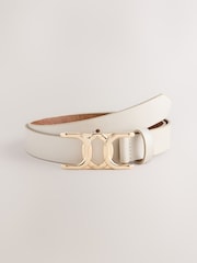 Bone Regular Statement Buckle Leather Belt - Image 1 of 3