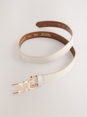 Bone Regular Statement Buckle Leather Belt - Image 3 of 3