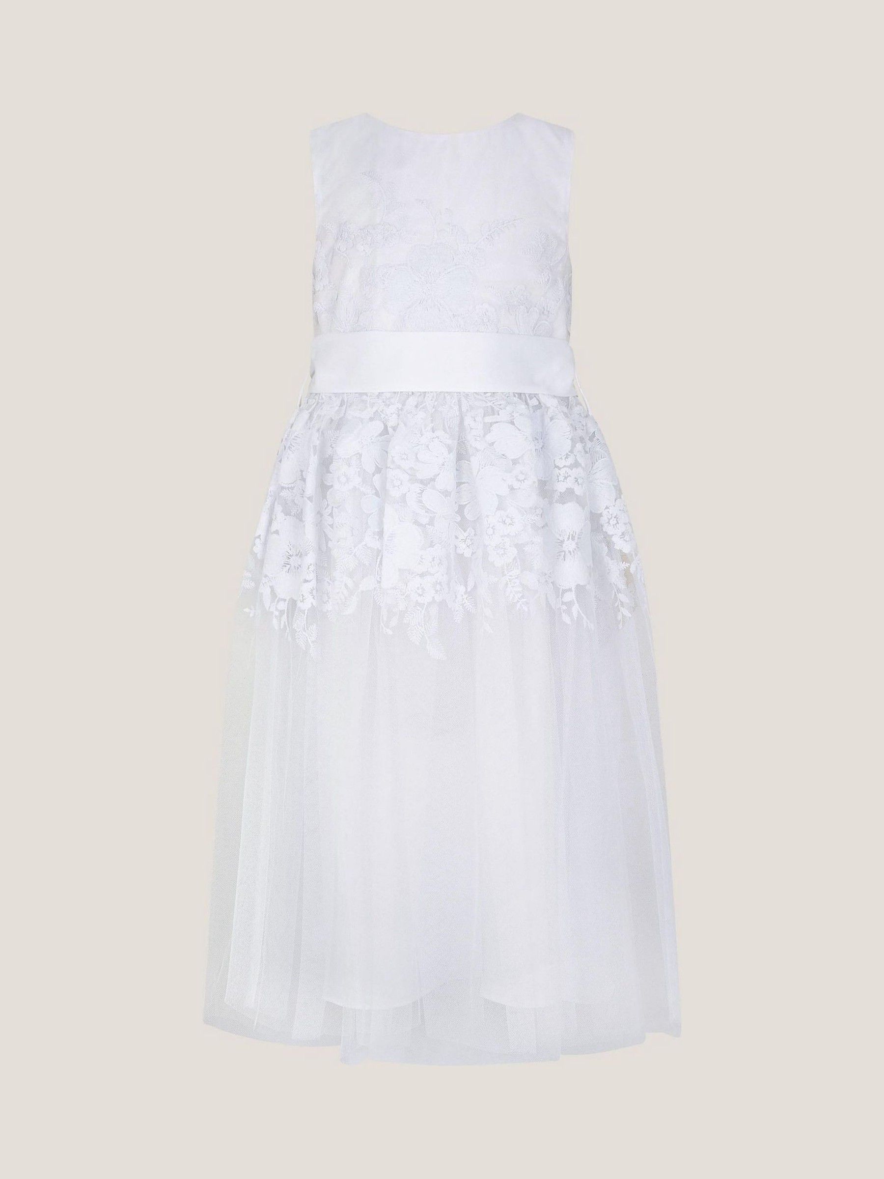 Buy Monsoon White Communion Felicity Floral Embroidered Dress from Next ...