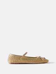 Mint Velvet Yellow Charley Leather Woven Pumps - Image 1 of 4