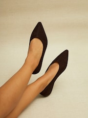 Linzi Brown Candid Wide Fit Point Toe Flat Ballet Pumps - Image 1 of 5