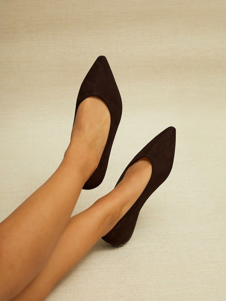 Linzi Brown Candid Wide Fit Point Toe Flat Ballet Pumps - Image 1 of 5