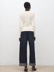 Mango Cream Scallop Edge Cardigan - Image 2 of 6