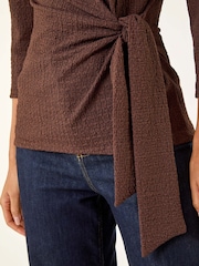 Roman Textured Asymmetric Wrap Top - Imagen 5 de 5