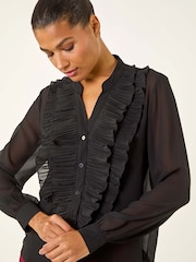 Roman Ruffle Front V-Neck Blouse - Imagen 4 de 5