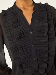 Roman Ruffle Front V-Neck Blouse - Imagen 5 de 5