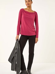 Rojo - Roman Cowl Neck Premium Stretch Top - Imagen 1 de 5