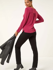 Rojo - Roman Cowl Neck Premium Stretch Top - Imagen 2 de 5