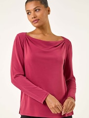Rojo - Roman Cowl Neck Premium Stretch Top - Imagen 3 de 5