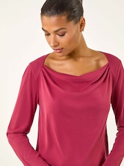 Rojo - Roman Cowl Neck Premium Stretch Top - Imagen 4 de 5
