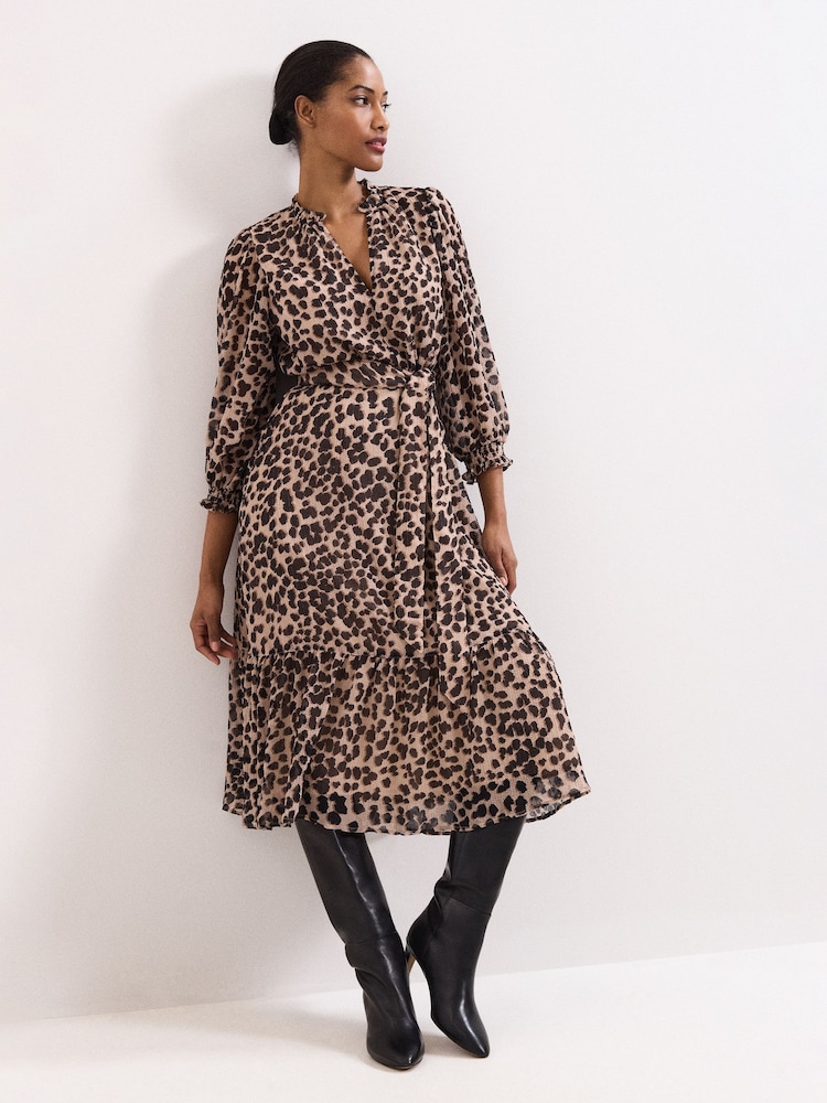 Phase Eight Brown Carra Leopard Dress - Image 1 of 7 Phase Eight Brown Carra Leopard Dress - Image 1 of 7