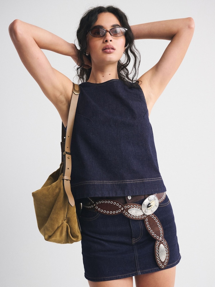 Abercrombie & Fitch Blue Denim Top - Image 1 of 6 Abercrombie & Fitch Blue Denim Top - Image 1 of 6