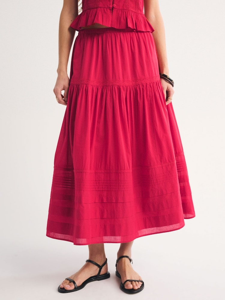 紅色 - Abercrombie & Fitch Embroidery Mini Skirt - 圖片 2/5