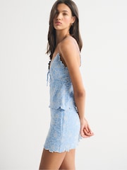 藍色 - Abercrombie & Fitch Embroidery Mini Skirt - 圖片 4/7