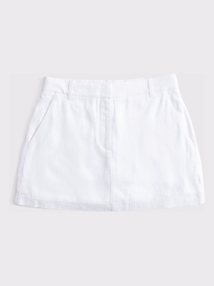 白色 - Abercrombie & Fitch Linen Mini Skirt - 圖片 7/7