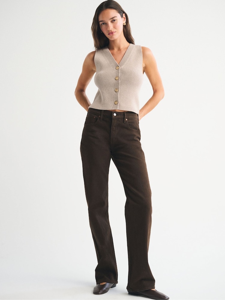 Abercrombie & Fitch Brown Chunky Button Through Vest Top - Image 2 of 5 Abercrombie & Fitch Brown Chunky Button Through Vest Top - Image 2 of 5