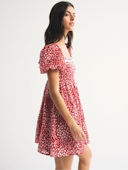 Abercrombie & Fitch Red Emerson Puff Sleeve Mini Dress - Image 4 of 5