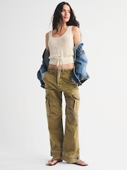 Abercrombie & Fitch Cream Floral Stitch Tank Top - Image 4 of 6