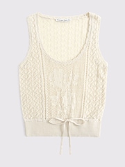 Abercrombie & Fitch Cream Floral Stitch Tank Top - Image 5 of 6