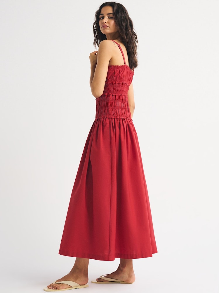 Buy Abercrombie & Fitch Red Strappy Smocked Drop Waist Maxi Dress from Next  Norway