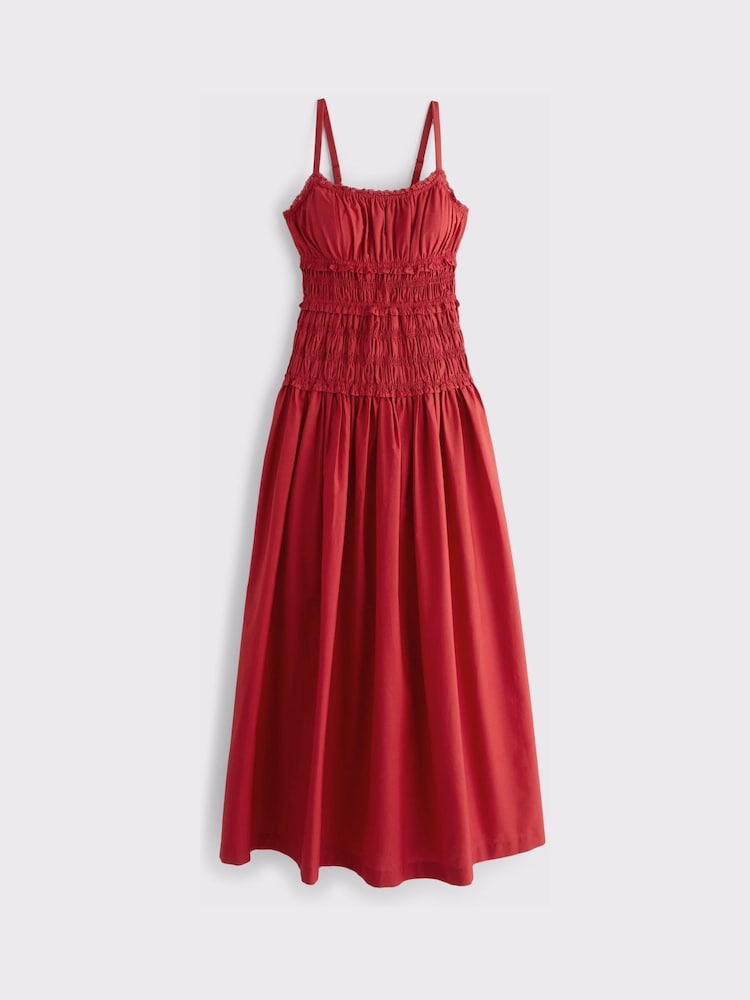 Buy Abercrombie & Fitch Red Strappy Smocked Drop Waist Maxi Dress from Next  Norway