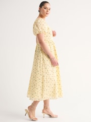 Žuto - Abercrombie & Fitch Emerson Puff Sleeve Midi Dress - Slika 2 od 7