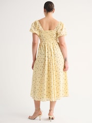 Žuto - Abercrombie & Fitch Emerson Puff Sleeve Midi Dress - Slika 3 od 7