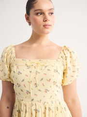 Žuto - Abercrombie & Fitch Emerson Puff Sleeve Midi Dress - Slika 5 od 7