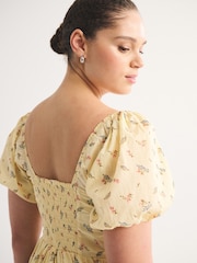 Žuto - Abercrombie & Fitch Emerson Puff Sleeve Midi Dress - Slika 6 od 7