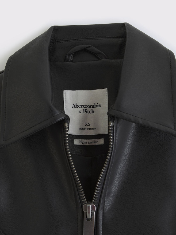 Abercrombie & Fitch Vegan Leather Fringe Jacket - Imaginea 7 din 7