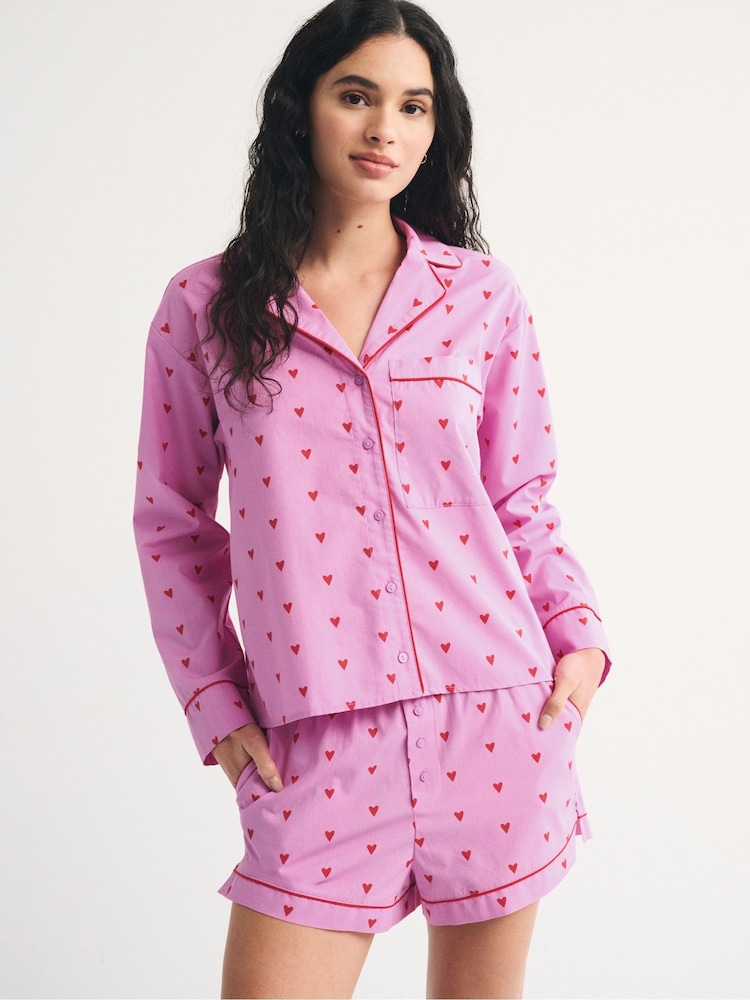 Rosa - Abercrombie & Fitch Cotton Poplin Pyjama Shorts - Bild 1 von 6