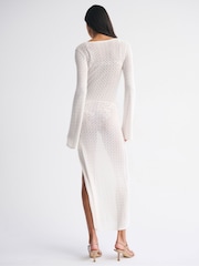 Abercrombie & Fitch Cream Crochet Style Plunge Maxi Dress Cover-Up - Image 2 of 6