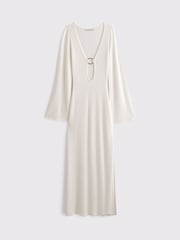 Abercrombie & Fitch Cream Crochet Style Plunge Maxi Dress Cover-Up - Image 5 of 6