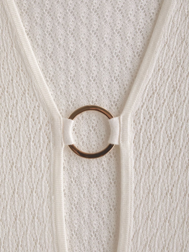 Abercrombie & Fitch Cream Crochet Style Plunge Maxi Dress Cover-Up - Image 6 of 6