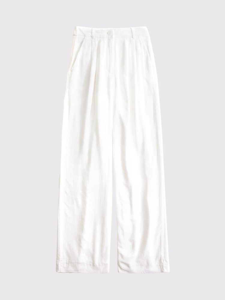 Белый - Льняные брюки с завышенной талией Abercrombie & Fitch Sloane - Изображение 6 6
