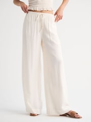 Abercrombie & Fitch Cream Crinkle Pull-On Trousers - Image 3 of 7