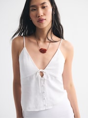 Abercrombie & Fitch White The Bella Bra Free Tie Front Camisole - Image 4 of 6