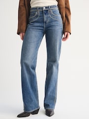 Abercrombie & Fitch Blue Corded High Rise Studded 90's Relaxed Jeans - Image 1 of 8
