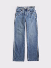 Abercrombie & Fitch Blue Corded High Rise Studded 90's Relaxed Jeans - Image 7 of 8