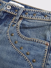 Abercrombie & Fitch Blue Corded High Rise Studded 90's Relaxed Jeans - Image 8 of 8