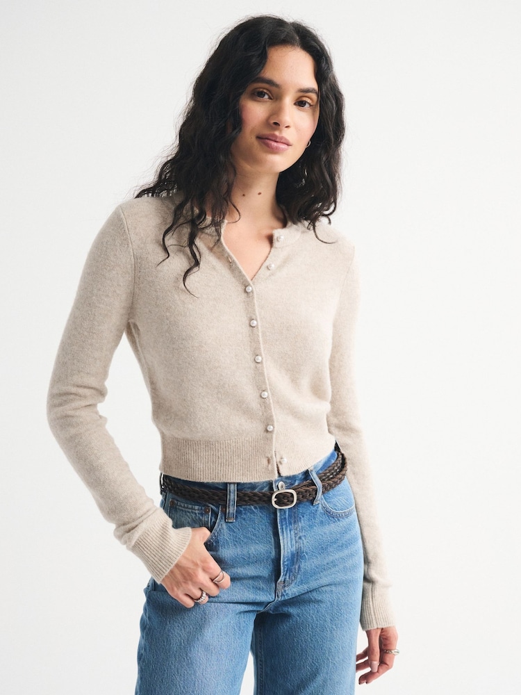 Ζακέτα Abercrombie & Fitch Merino Wool Blend Shrunken Στρογγυλή λαιμόκοψη - Εικόνα 1 από 6