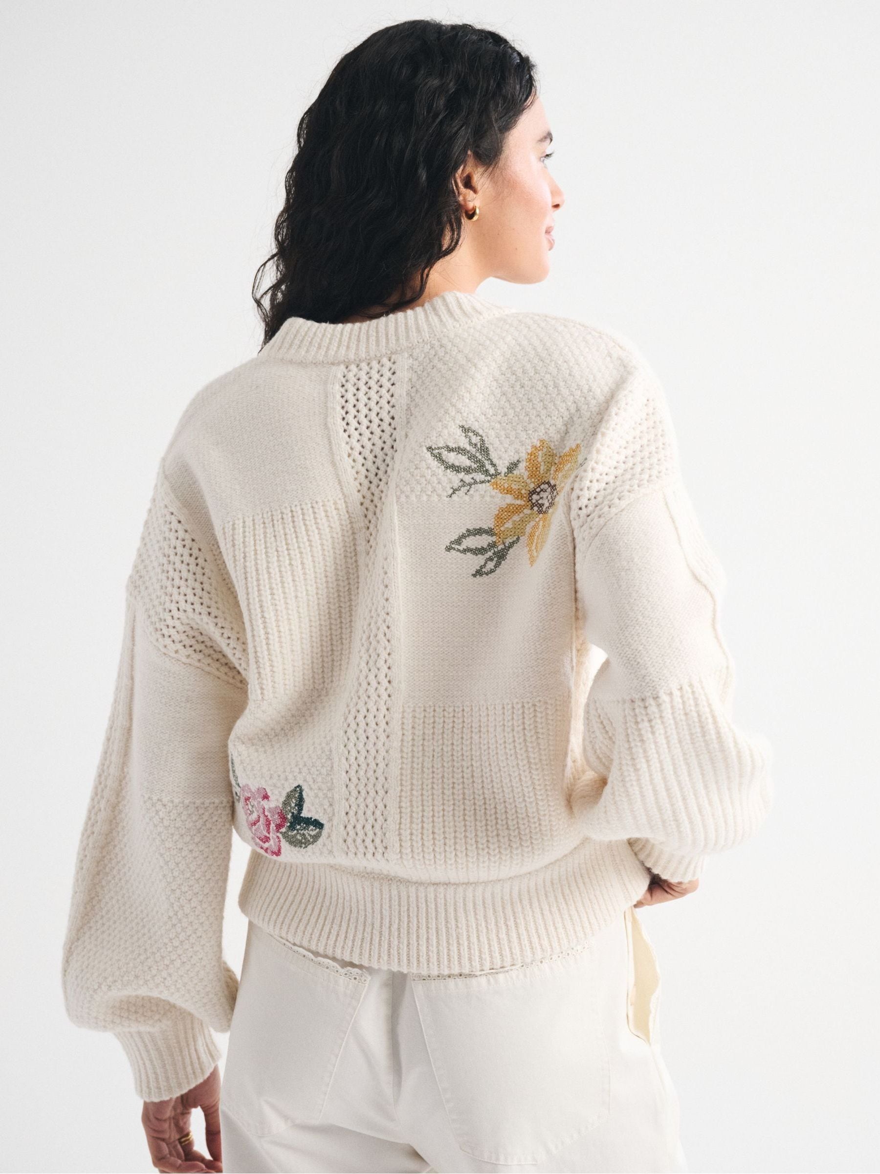 Buy Abercrombie & Fitch Cream Needlepoint Floral Jumper Jacket