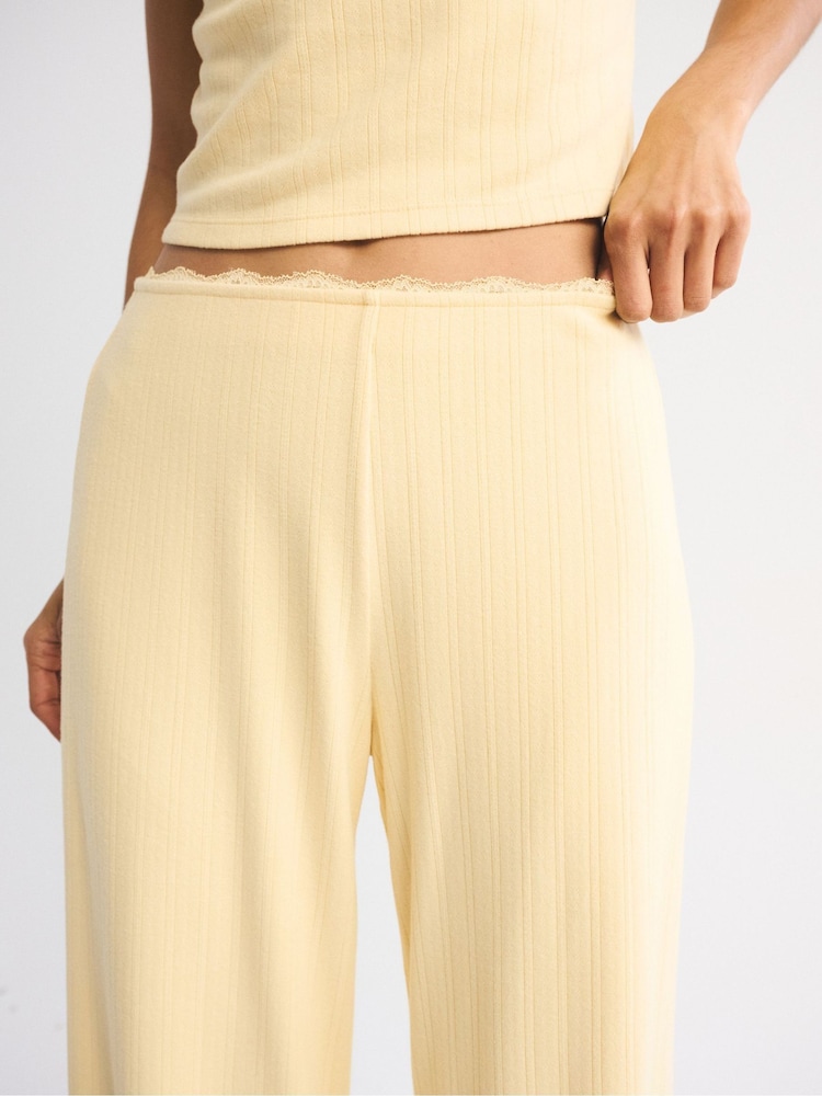 צהוב - Abercrombie & Fitch Pointelle Sleep Trousers - תמונה 2 מתוך 6