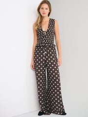 Abercrombie & Fitch Brown Smocked Tie Front Set Top - Image 3 of 6