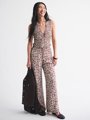 Abercrombie & Fitch Light Pink Smocked Tie Front Set Top - Image 2 of 7