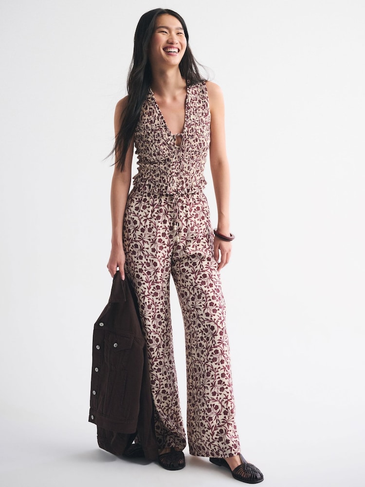 Abercrombie & Fitch Light Pink Smocked Tie Front Set Top - Image 2 of 7