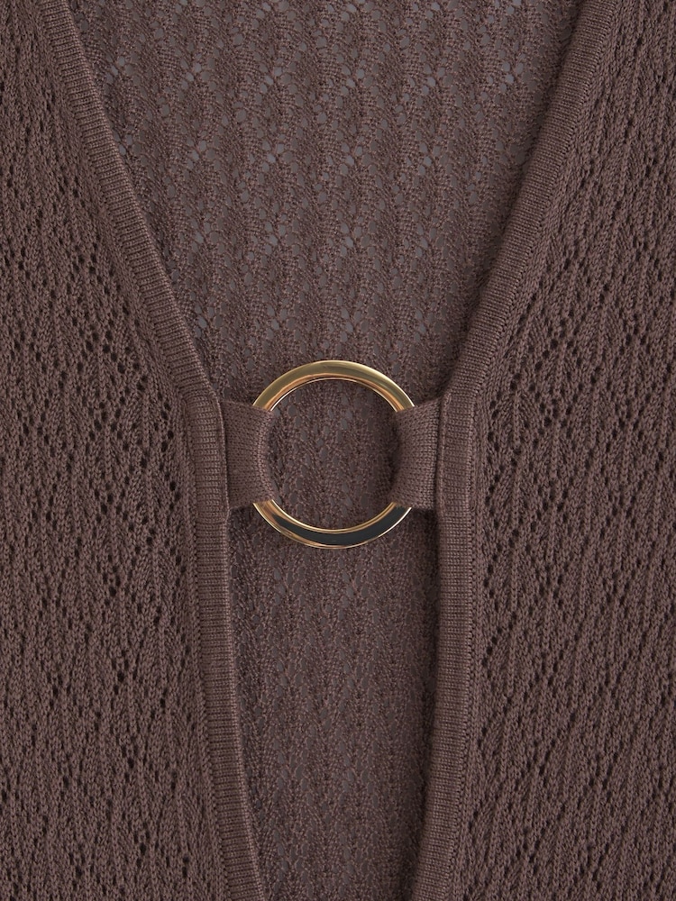 Abercrombie & Fitch Brown Crochet Style Plunge Maxi Dress Cover-Up - Image 8 of 8