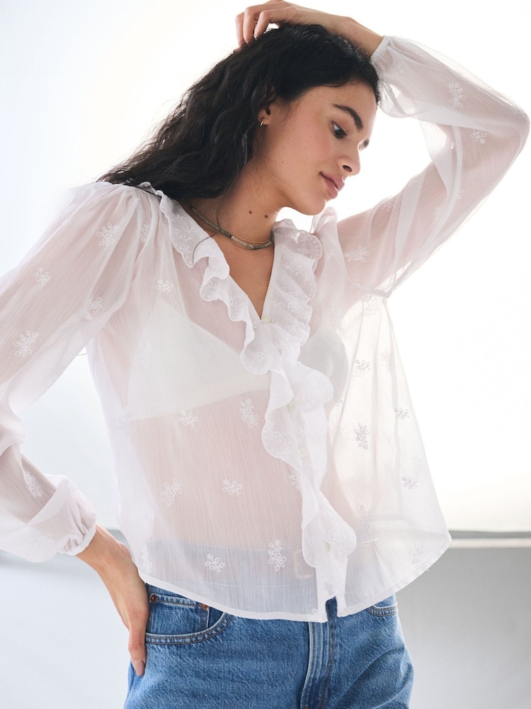 Abercrombie & Fitch Lace Trim Button-Through Blouse - Bild 1 von 7