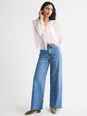 Abercrombie & Fitch Lace Trim Button-Through Blouse - Bild 2 von 7