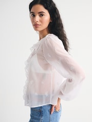 Abercrombie & Fitch Lace Trim Button-Through Blouse - Bild 3 von 7